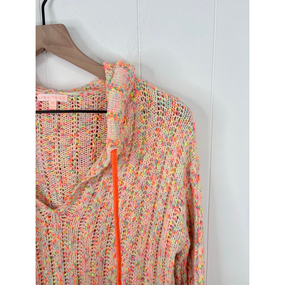 🧺 5 for $25 Sale Lisa Todd Skittles Confetti Knit Hoodie Sweater Size XS Orange - Picture 7 of 11